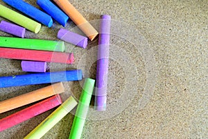 Sharped colored crayons chalk for background