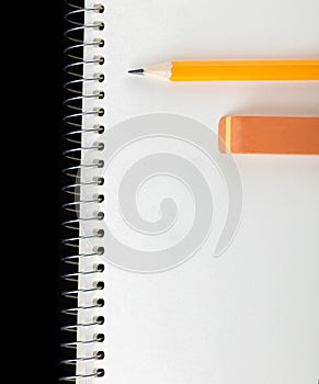 Sharpened pencil and eraser