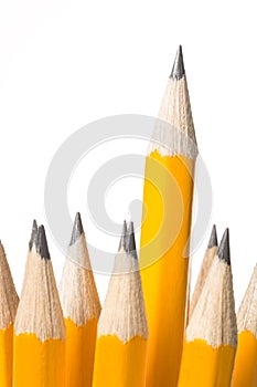 Sharpened pencil standing out