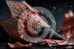 sharpened pencil with wood shavings