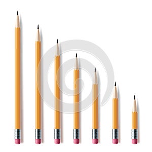 Sharpened pencils set, sharp writing and drawing stationery