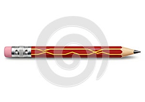 A sharpened red pencil with a decorative pattern isolated on white background