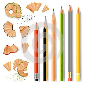 Sharpened Wooden Pencils And Shavings