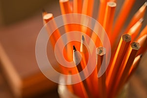 Sharpened Yellow Pencils Close Up