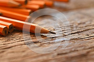 Sharpened Yellow Pencils Close Up