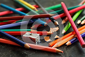 A sharpener and color pensils