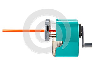 Sharpener and orange pencil