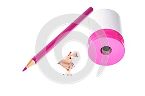 Sharpener and pink pencil