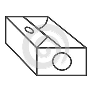 Sharpener thin line icon, stationery concept, device for sharpening pencil sign on white background, pencil sharpener