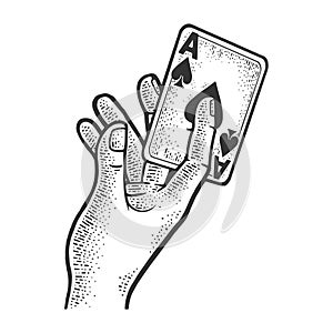 Sharper or magician hand with card sketch vector