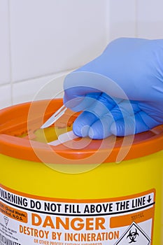 Sharps container scalpel disposal