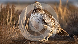 The Sharptail Grouse is resting and sunbathing