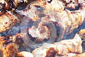 Shashlik meat close up