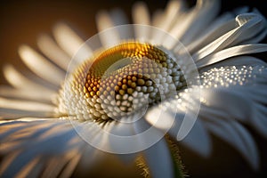 A Shasta Daisy Macro Photo Volumetric Lightin. Generative AI