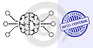 Shatter Mosaic Brain Circuit Icon with Mind Control Scratched Seal Stamp