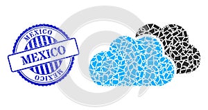 Shatter Mosaic Clouds Icon with Mexico Grunge Seal Stamp