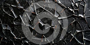 Shattered Black Glass Texture: Abstract Cracked Surface Background