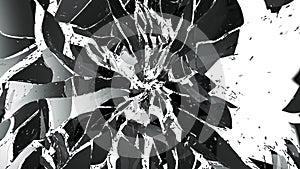 Shattered and broken glass isolated on white