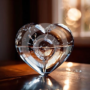 Shattered, broken heart made from glass