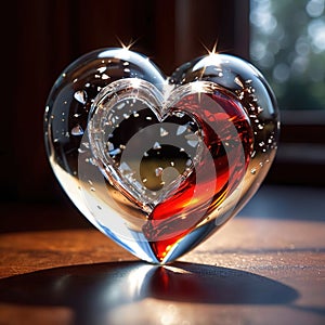 Shattered, broken heart made from glass