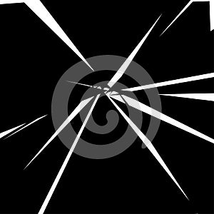 Shattered, fractured, broken texture. Splinters, shards, fragments pattern. Crack, exploded vector element