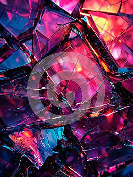 Shattered geometric shards, bold contrasting colors, abstract fragmented design