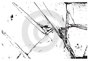 Shattered glass. Black and white background of broken glass