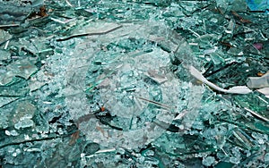 Shattered glass/broken piece in a junkyard