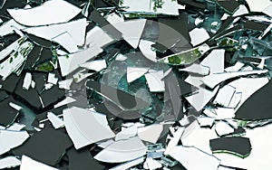 Shattered glass/broken piece in a junkyard