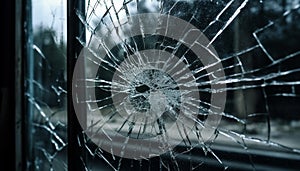 Shattered glass, broken steel, abstract destruction, danger of vandalism generated by AI