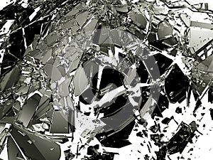 Shattered glass isolated on white background