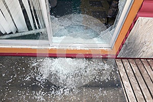 Shattered Glass Sliding Door