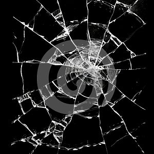 Shattered Glass Texture on Black Background - Abstract Destruction Concept