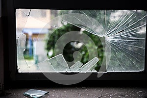 Shattered glass window