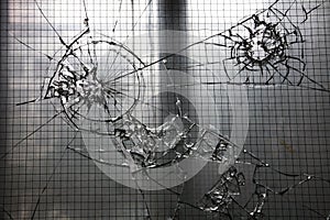 Shattered glass window
