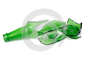 Shattered green beer bottle