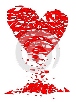Shattered Lovers Heart Over A White Background photo