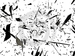 Shattered or splitted glass Pieces isolated on white