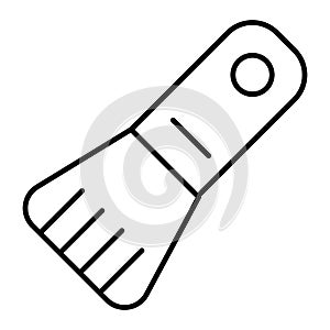 Shave brush thin line icon. Barber salon sign illustration isolated on white. Shaving accessory outline style design