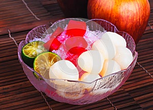 Shaved Ice dessert and Fresh fruits