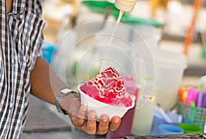 Shaved ice frozen delicious food sweet