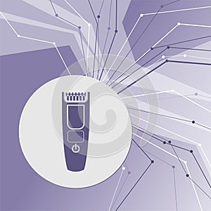 Shaver hairclipper icon on purple abstract modern background. The lines in all directions. With room for your advertising.