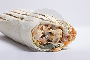 Shaverma on a white background. delicious juicy Shawarma