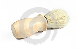 Shaving brush for men with wooden handle isolated on white background