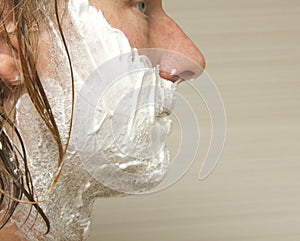 Shaving Cream On a Man's Face
