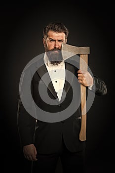 Shaving dangerous axe. Sharp blade. Grow mustache. Growing and maintaining moustache. Man with mustache. Beard and
