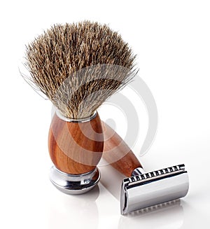 Shaving razor and brush