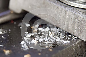 Shavings Metal on industrial factory