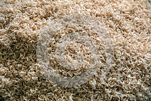 Shavings. Wood timber construction material for background and t