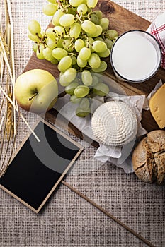 Shavuos, dairy products and fruits. Traditional Jewish holiday